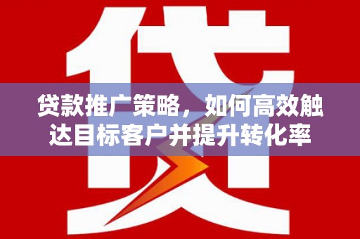 宁县贷款推广策略，如何高效触达目标客户并提升转化率