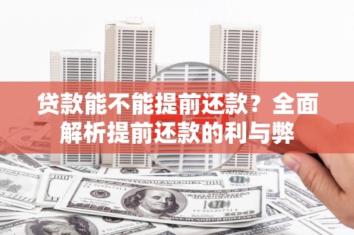 宁县贷款能不能提前还款？全面解析提前还款的利与弊